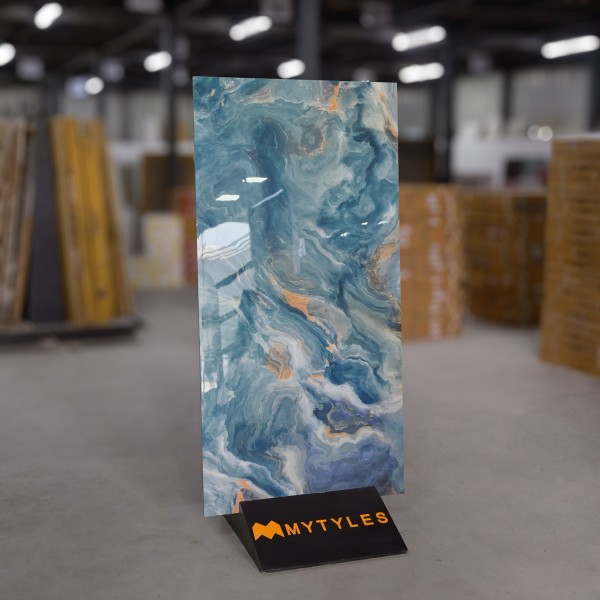 Glazed Vitrified-Vitrified Blue Floor and Wall Tile Code16585 (600x1200mm, Glossy)