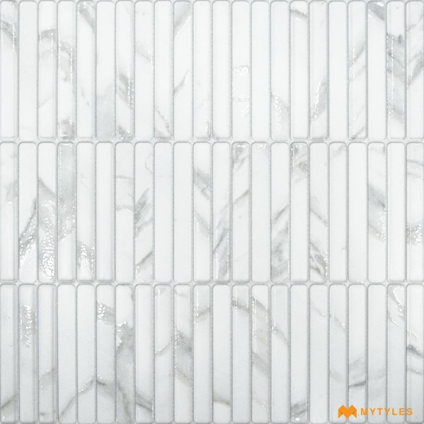 Geometric Tiles-Ceramic White Kitkat Wall Tile Code34151 (300x300mm, Sugar)
