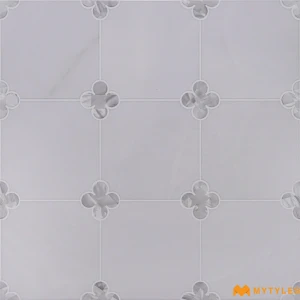 undefined-White Marble Silver Shell Inlay Satin Ceramic Moroccan Tile Code40406 300x300mm