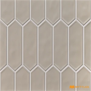 undefined-Oatmeal Beige Picket Ceramic Geometric Wall Tile Code39458 300x300mm 11Pc