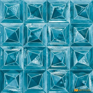 undefined-Ceramic Blue 3D Textured Wall Tile Code31460 (300x300mm, Glossy)