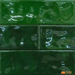 undefined-Imported Green Subway Wall Tile Code37786 (70x216mm, Glossy)