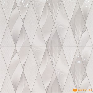 undefined-Ceramic White Geometric Wall Tile Code33988 (300x600mm, Glossy)