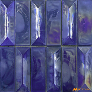 undefined-Imported Blue Rectangle Mosaic Wall Tile Code25486 (301x303mm, Glass, Dry Wall Only)