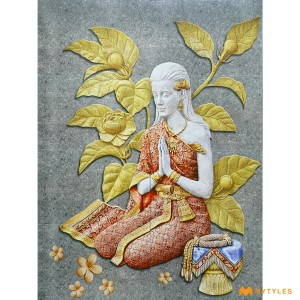 undefined-Poster Wall Tile Welcome Lady design Code5730 (3x4Feet, Matt, 8Pcs)- KC-805