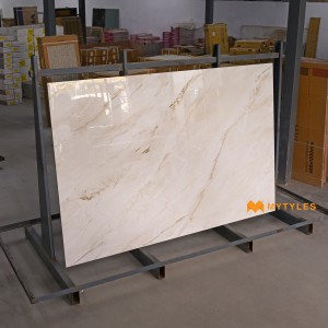 undefined-Vitrified Cream Slab Floor and Wall Tile Code33352 (4x6 Feet,15mm, Glossy)