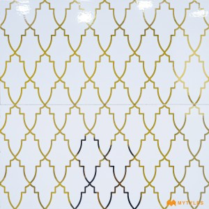 undefined-Ceramic White and Gold Highlighter Wall Tile Code31215 (300x600mm, High-Glossy)