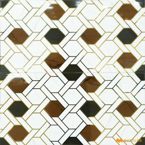 undefined-Ceramic White and Gold Highlighter Wall Tile Code36198 (300x600mm, Metallic)