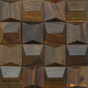 undefined-Brown 3D Wooden Mosaic Wall Tile Code31570 (304x304mm, Matt)
