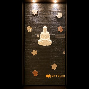 undefined-Concrete Buddha Mural With Leaf Code29087 (2x2ft Approx, 1Pc Pkg)