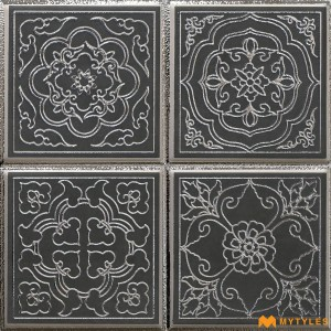 undefined-Ceramic Black Moroccan Wall Tile Code34502 (300x300mm, Metallic)