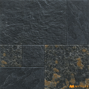 undefined-Vitrified Black Digital Parking Floor and Wall Tile Code28260 (400x400mm, Matt)