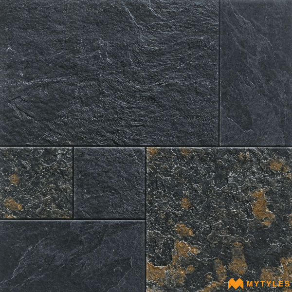 Parking Tiles-Vitrified Black Digital Parking Floor and Wall Tile Code28260 (400x400mm, Matt)