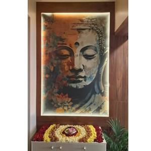 undefined-Vitrified Divine Buddha Poster Wall Tile Code30909 (4x6ft, Matt, 3Pcs)