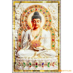 undefined-Vitrified White Buddha Poster Wall Tile Code38494 (4x6 Feet, Glossy)