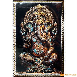 undefined-Vitrified Ganesha Poster Wall Tile Code28971 (4x6 Feet, Glossy, 3Pcs)-KC-2425