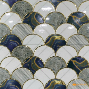 undefined-Ceramic White and Blue Highlighter Wall Tile Code31505 (300x600mm, Metallic)