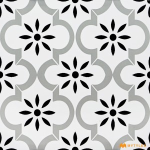 undefined-White and Black Moroccan Floor and Wall Tile Code31807 (300x300mm, Matt)