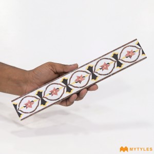 undefined-Vitrified White Border Floor and Wall Tile Code36103 (47x300mm, Matt)