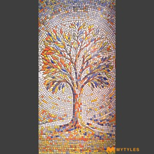 undefined-Vitrified Prism Tree Mosaic Wall Tile Code35262 (4x8 Feet, Matt)