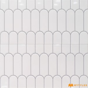 undefined-Ceramic White Geometric Wall Tile Code35952 (300x600mm, Glossy)