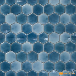 undefined-Ceramic Blue Geometric Wall Tile Code35839 (300x600mm, Glossy)