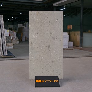 undefined-Full Body Vitrified Gray Terrazzo Floor Tile Code35385 (600x1200mm, Matt)