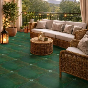 undefined-Porcelain Green Octogonal Floor and Wall Tile Code35976 (600x600mm, Matt)