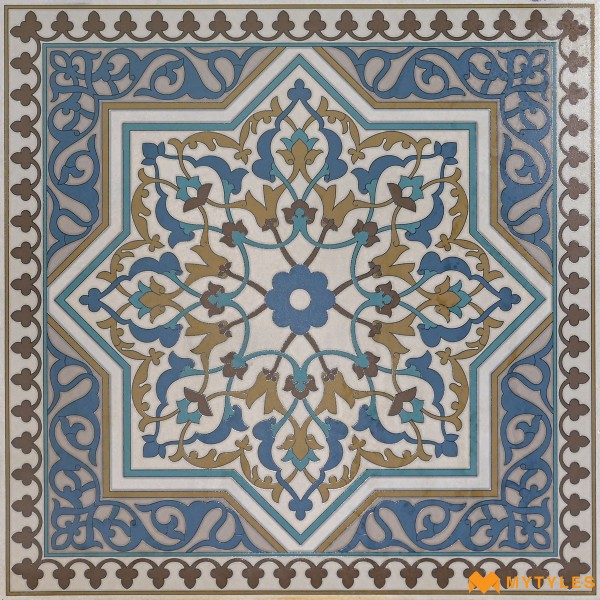 Moroccan Tiles-Vitrified Blue Moroccan Floor and Wall Tile Code29821 (600x600mm,Matt)