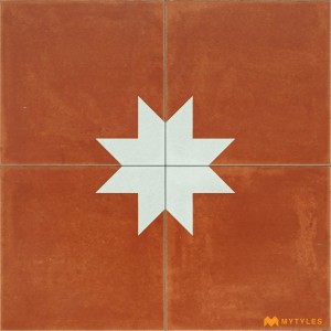 undefined-Red Athangudi Tile Design Floor and Wall Tile Code31113HL4 (300x300mm, Matt)