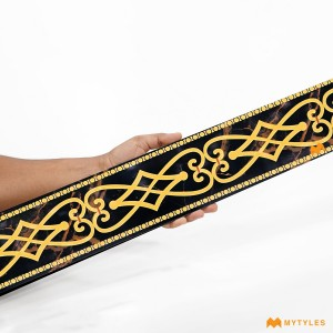 undefined-Vitrified Yellow and Black Border Tile Code34201 (100x1200mm, Glossy)