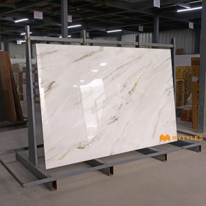 undefined-Vitrified Off White Slab Floor and Wall Tile Code33350 (4x6 Feet,15mm, Glossy)