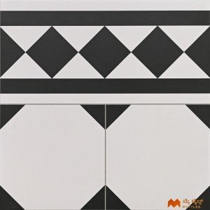 undefined-White and Black Carpet Design Floor and Wall Tile Code36628 (400x400mm, Matt)