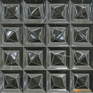 undefined-Ceramic Black 3D Textured Wall Tile Code31461 (300x300mm, Glossy)