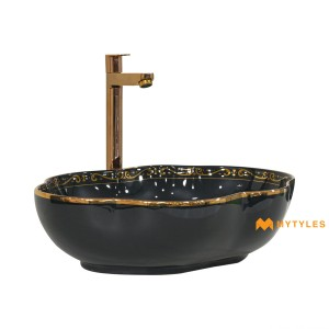 undefined-Ceramic Black Table Top Wash Basin Code34954 (375x500x120mm, Glossy)