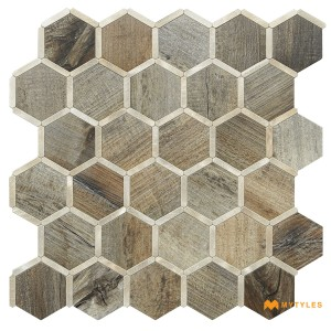 undefined-Beige Hexagon Mosaic Wall Tile Code31576 (272x282mm, Metallic)