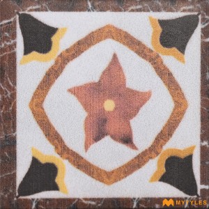 undefined-Vitrified Brown Corner Floor and Wall Tile Code36115 (47x47mm, Matt)