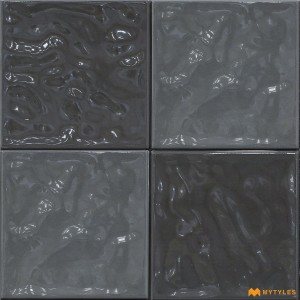 undefined-Ceramic Black Geometric Wall Tile Code32550 (300x300mm, Glossy)