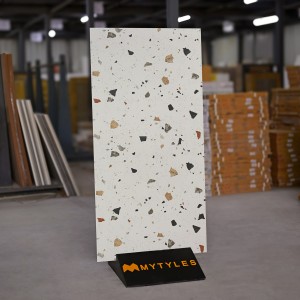 undefined-White Vitrified Terrazzo Slab Tile Code17674 (600x1200mm, Matt)