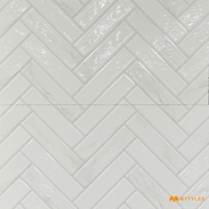 undefined-Ceramic White Geometric Wall Tile Code31682 (300x600mm, Glossy)