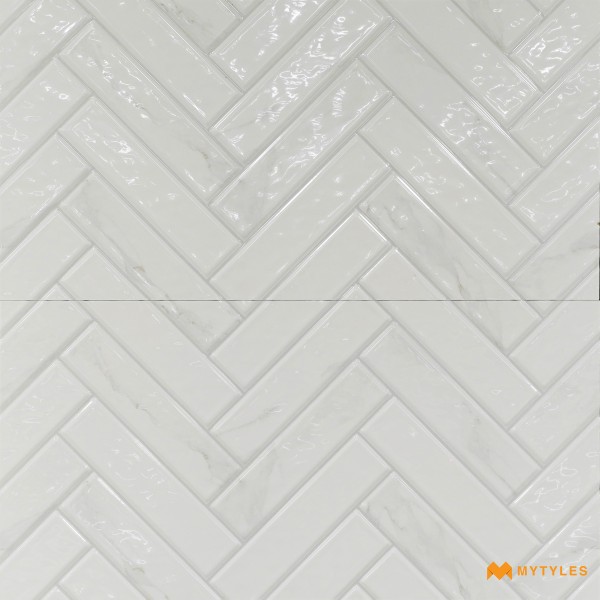 Geometric Tiles-Ceramic White Geometric Wall Tile Code31682 (300x600mm, Glossy)