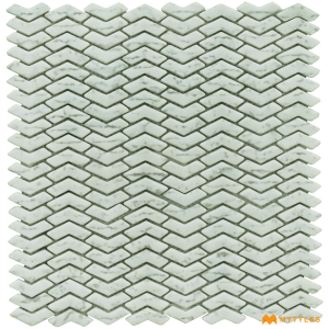 undefined-Imported White Glass Mosaic Tile Code26069 (300x300mm, Matt)