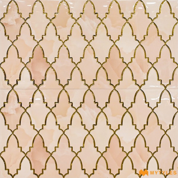 Highlighter Tiles-Imported Ceramic Pink Highlighter Wall Tile Code26621 (300x600mm, Metallic)