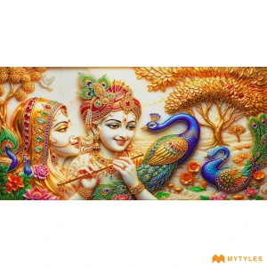 undefined-Radha Krishna Wall Poster Tile Code38290 (600x1200mm, Matt with Glitter)