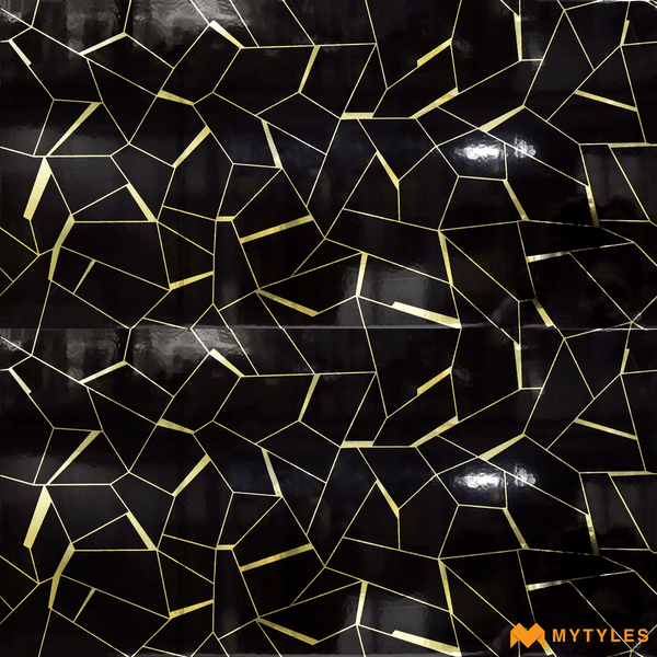 Metallic Tiles-Ceramic Black Highlighter Wall Tile Code26918 (300x600mm, Hi-Glossy)