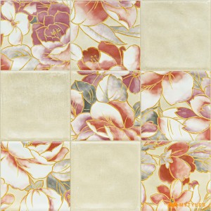 undefined-Ceramic Cream Tropical Wall Tile Code31485 (300x300mm, Carving Matt)