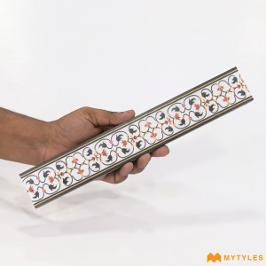 undefined-Vitrified White Border Floor and Wall Tile Code36106 (47x300mm, Matt)