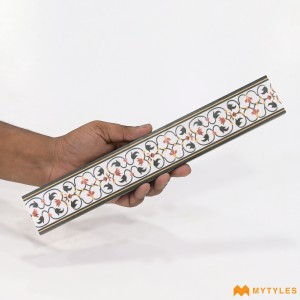 undefined-Vitrified White Border Floor and Wall Tile Code36106 (47x300mm, Matt)