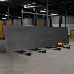 undefined-Vitrified Black Slab Floor and Wall Tile Code22044 (790x3000x15mm, Matt)