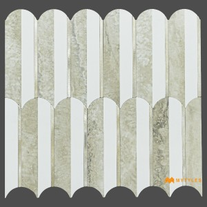 undefined-Beige Metal Mosaic Wall Tile Code31583 (275x302mm, Metallic)